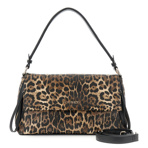 BORSA A SPALLA CON PATTINA IN SINTETICOEFFETTO PELLE STAMPA LEOPARDO