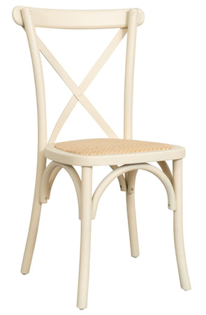 Biscottini Sedia Thonet in massello e seduta in rattan finitura bianco impilabili