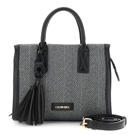 TOTE IN TESSUTO TWEED CON CHARM E NAPPINA