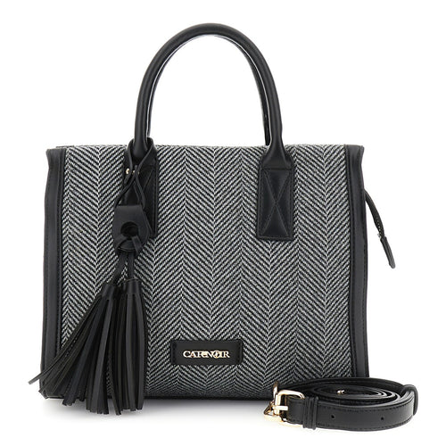 TOTE IN TESSUTO TWEED CON CHARM E NAPPINA