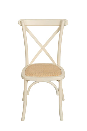 Biscottini Sedia Thonet in massello e seduta in rattan finitura bianco impilabili