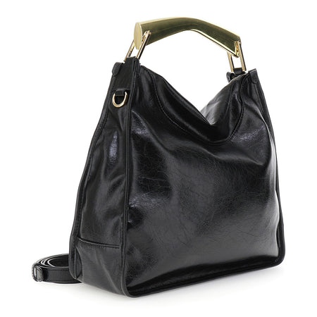 BORSA A SPALLA IN SINTETICO EFFETTO PELLE NAPLAK CON GRANDE MANICO IN METALLO