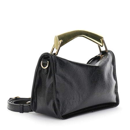 MINI BAG IN SINTETICO EFFETTO PELLE NAPLAK CON MANICO IN METALLO