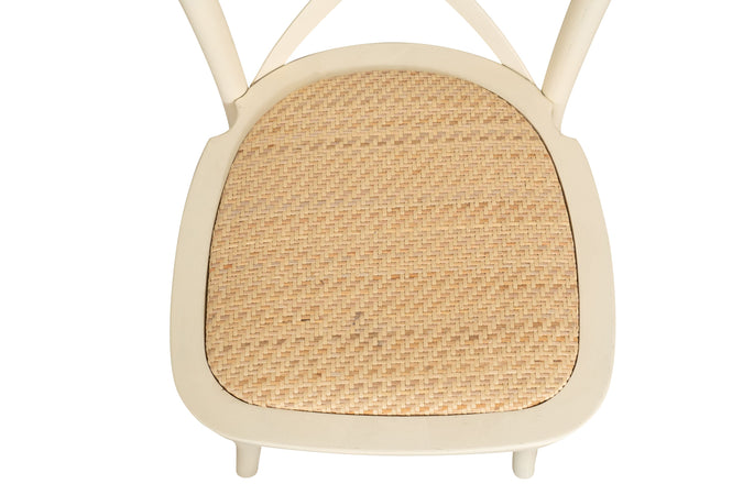 Biscottini Sedia Thonet in massello e seduta in rattan finitura bianco impilabili