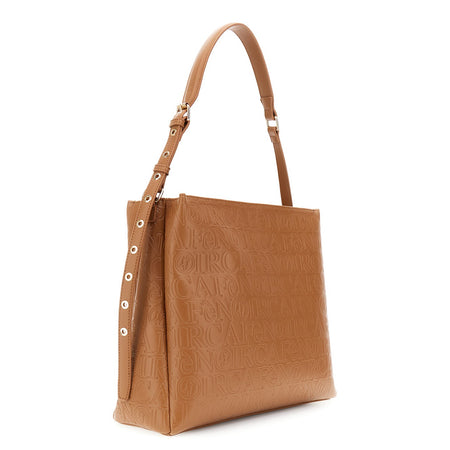 BORSA A SPALLA IN SINTETICO EFFETTO PELLE CON EMBOSSED ALL OVER LOGATO