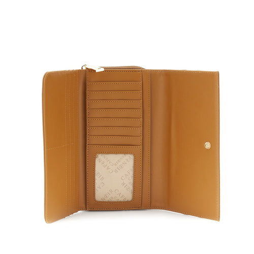 PORTAFOGLIO IN SINTETICO EFFETTO PELLE CON PATTINA CON LETTERING E FIBBIA