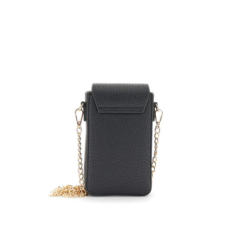 PORTACELLULARE IN SINTETICO EFFETTO PELLE CON PATTINA, LETTERING E FIBBIA