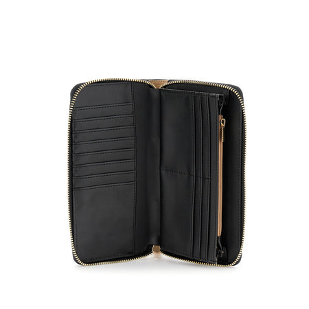 PORTAFOGLIO IN SINTETICO EFFETTO PELLE CON LAVORAZIONE PATCHWORK E LOGO