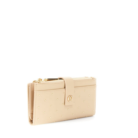 PORTAFOGLIO IN SINTETICO EFFETTO PELLE CON APPLICAZIONE DI MINI BORCHIE