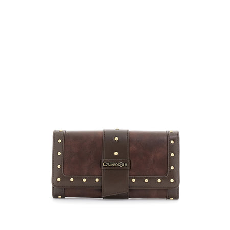 PORTAFOGLIO IN SINTETICO EFFETTO PELLE CON BORDATURA E RIVETTI