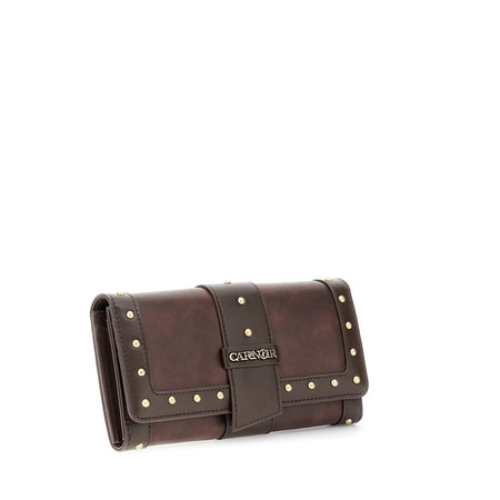 PORTAFOGLIO IN SINTETICO EFFETTO PELLE CON BORDATURA E RIVETTI