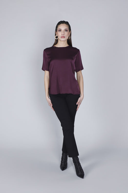 BLUSA MANICHE CORTE IN SATIN