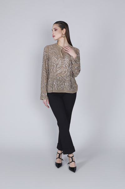 BLUSA CON RICAMO STRASS