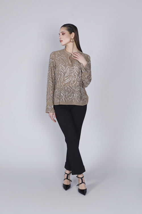 BLUSA CON RICAMO STRASS