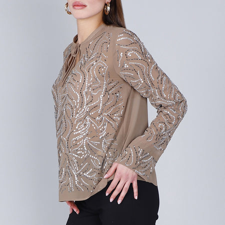 BLUSA CON RICAMO STRASS