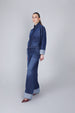 DENIM WIDE LEG CON STRAS DAVANTI