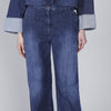 DENIM WIDE LEG CON STRAS DAVANTI