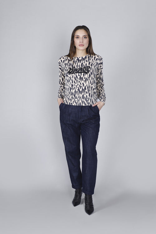 MAGLIA GIROCOLLO STAMPATA CON STRAS