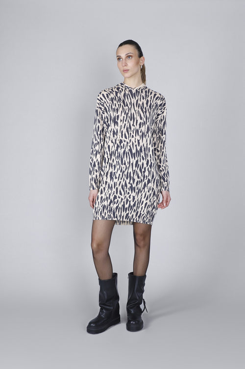 MINIABITO CON CAPPUCCIO IN MAGLIA STAMPATO