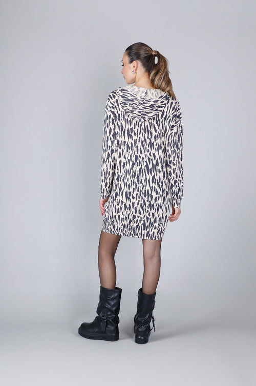 MINIABITO CON CAPPUCCIO IN MAGLIA STAMPATO