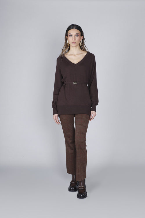 MAGLIA COLLO A V CON CINTURA