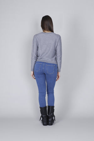 MAGLIA SCOLLO V STRAS ALLE MANICHE