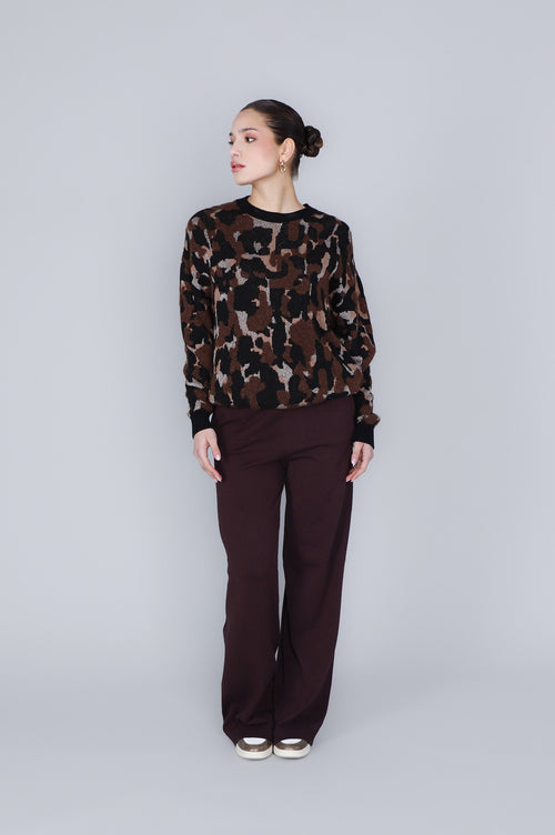MAGLIA GIROCOLLO JACQUARD ANIMALIER