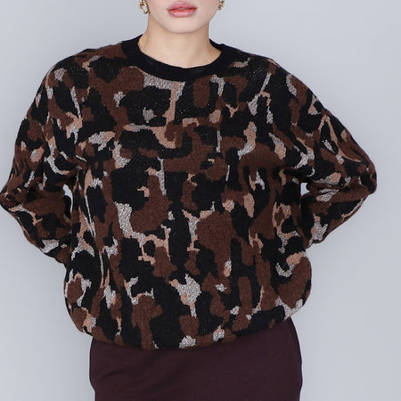 MAGLIA GIROCOLLO JACQUARD ANIMALIER