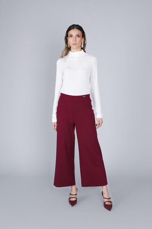 PANTALONE GAMBA AMPIA TESSUTO ELASTICIZZATO