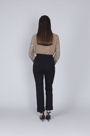 PANTALONE A SIGARETTA CON RISVOLTO