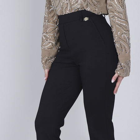 PANTALONE A SIGARETTA CON RISVOLTO