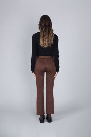 PANTALONE A ZAMPA CROPPED TESSUTO JACQUARD