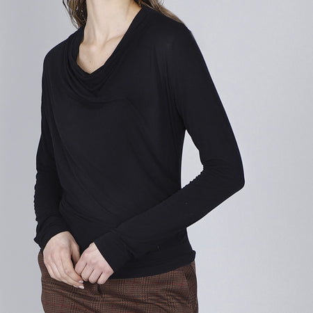 TSHIRT MISTO CACHEMIRE SCOLLO A GOCCIA