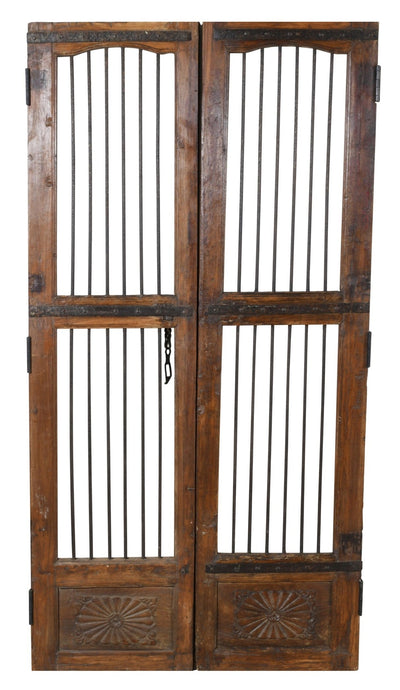 Biscottini Porta portone in legno massello e ferro da interno o da esterno vecchia e antica medievale