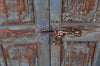 Biscottini Porta portone in legno massello e ferro da interno o da esterno vecchia e antica medievale con telaio e vetro