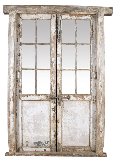 Biscottini Porta portone in legno massello e ferro da interno o da esterno vecchia e antica medievale con telaio e vetro