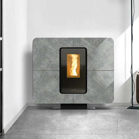 Thermorossi Termostufa a Pellet SlimQuadro Idra Stone 14,3 kW