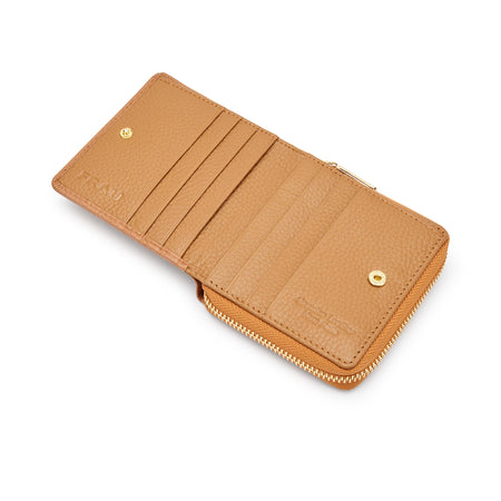 Frau portafoglio mini in pelle bottalata cuoio PD22