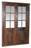 Biscottini Porta portone in legno massello e ferro da interno o da esterno vecchia e antica medievale con telaio e vetro