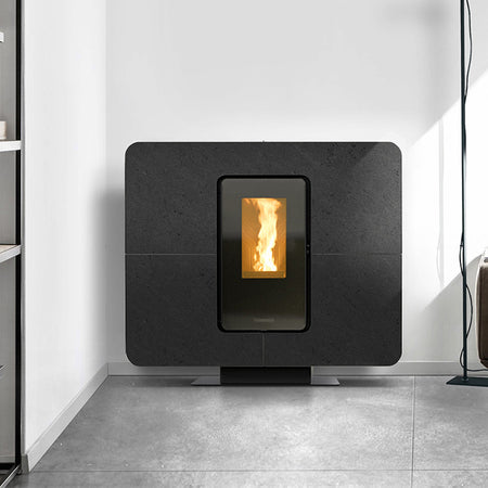Thermorossi Termostufa a Pellet SlimQuadro Idra Stone 14,3 kW