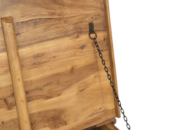 Biscottini Cassapanca antica originale in legno massello di teak intagliato