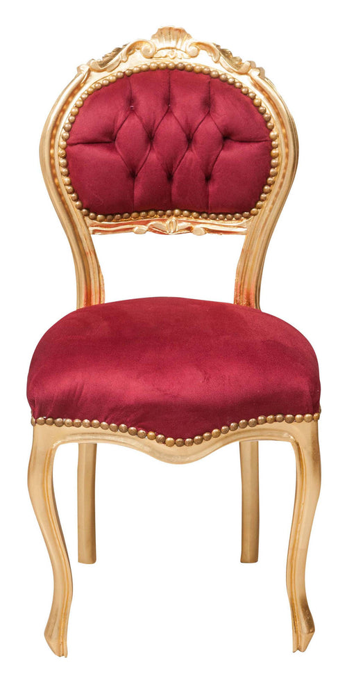 Biscottini Sedia stile francese Luigi XVI in legno massello di faggio ORO/ROSSO Offerta