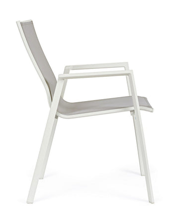 Sedia "Krion" struttura in alluminio con braccioli per interni ed esterni