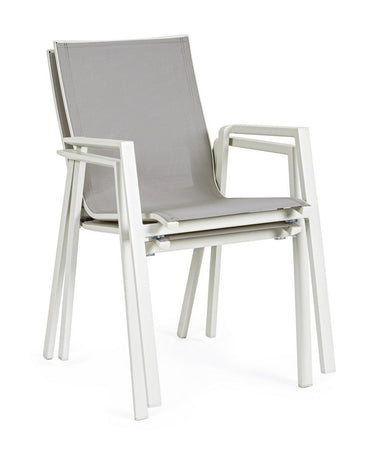 Sedia "Krion" struttura in alluminio con braccioli per interni ed esterni