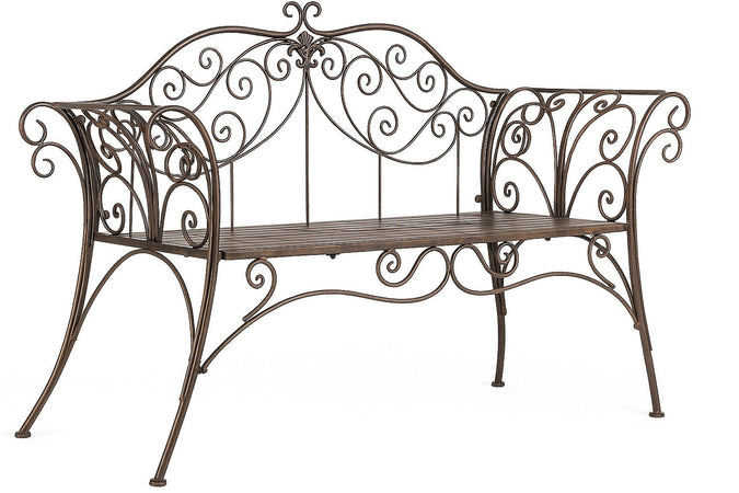 Biscottini Divanetto panchina Liberty in ferro finitura bronzata anticata