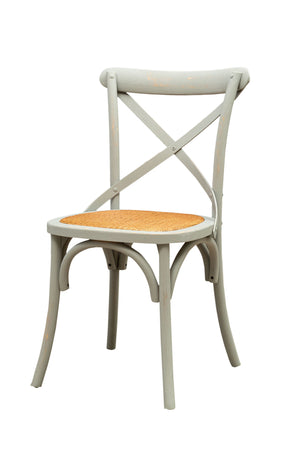 Biscottini Sedia Thonet in massello e seduta in rattan finitura Grigio anticato