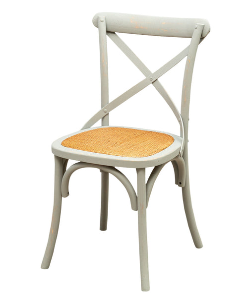 Biscottini Sedia Thonet in massello e seduta in rattan finitura Grigio anticato