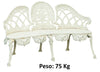 Biscottini Panchina Liberty in ghisa finitura bianca anticata 130x50x82 cm Robusta stabile
