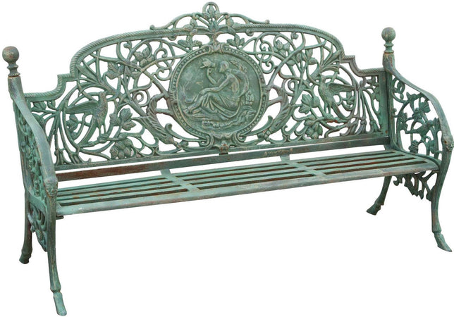 Biscottini Panchina Liberty in ghisa finitura verde anticata L184xPR70xH110 cm Robusta