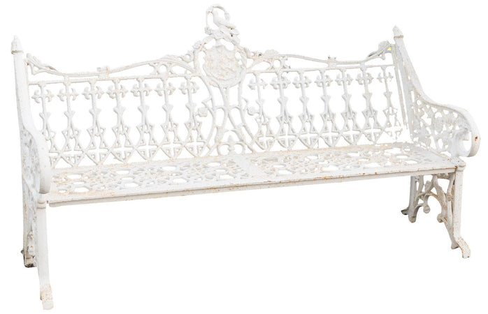 Biscottini Panchina da giardino in ghisa finitura bianca anticata Robusta stabile panca